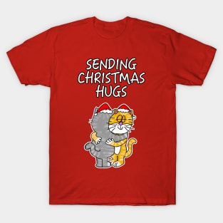 Sending Christmas Hugs Cats Lockdown Xmas 2020 T-Shirt